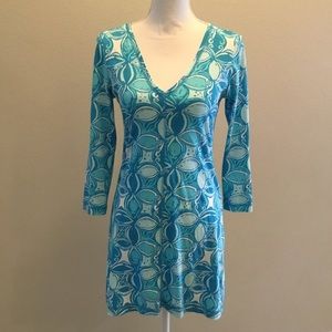 Lilly Pulitzer Juliet Dress in Ariel Blue What A Racquet  Pima Cotton Size Small